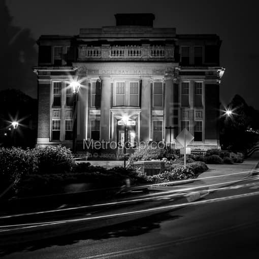 Oglebay Hall at Night -- Morgantown WV Black and White Photos