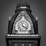 Square The Seth Thomas Clock atop Woodburn Hall black and white Pictures