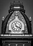 Vertical The Seth Thomas Clock atop Woodburn Hall black and white Pictures