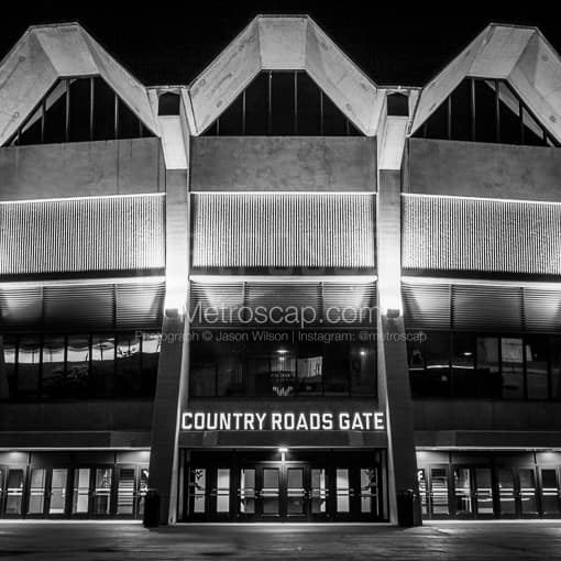 WVU Coliseum Country Roads Gate -- Morgantown WV Black and White Photos