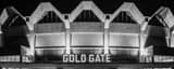 Panoramic WVU Coliseum Gold Gate at Night black and white Pictures
