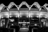 Horizontal WVU Coliseum Mountaineer Gate at Night black and white Pictures
