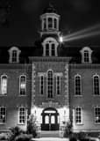 Vertical WVU Martin Hall at Night black and white Pictures