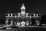 Horizontal WVU Woodburn Hall at Night black and white Pictures