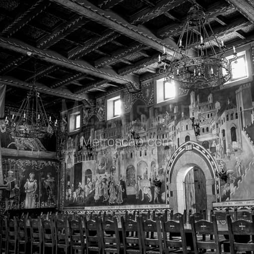 The Banquet Hall inside the Castello di Amorosa Winery -- Napa-Valley Black and White Photos