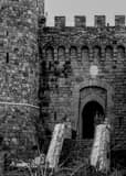 Vertical The Castello di Amorosa Castle Steps black and white Photos