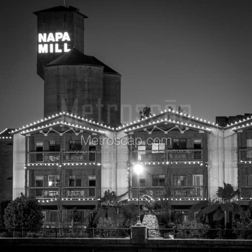 The Napa Mill at Night -- Napa-Valley Black and White Photos