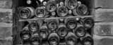 Panoramic Stacked Pino Grigio Bottles black and white Photos