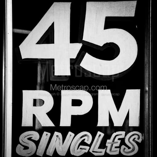 45 RPM Singles Window Display -- Nashville Black and White Photography