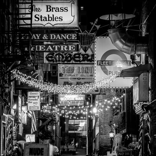 The Brass Stables on Printer\'s Alley -- Nashville Black and White Photography