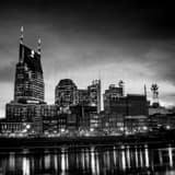 Square The Nashville Skyline Reflecting in the Cumberland River Photography