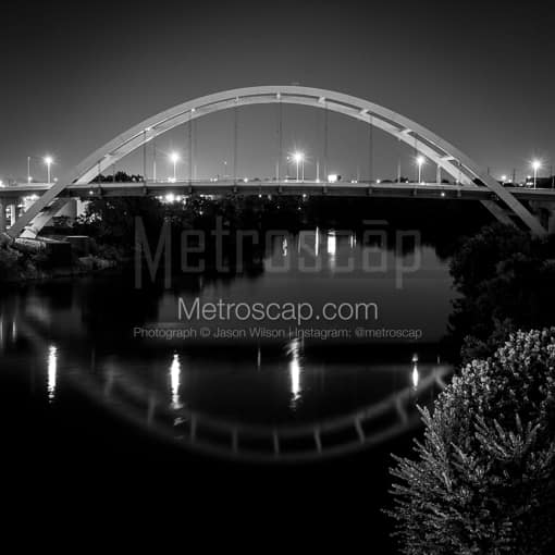 Nashville Black and White Photographs of The Korean Veterans Bridge over the Cumberland River The Korean Veterans Bridge over the Cumberland River -- Nashville Black and White Photographs