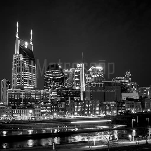Nashville Black and White Photographs of The Nashville Skyline on the Banks of the Cumberland River The Nashville Skyline on the Banks of the Cumberland River -- Nashville Black and White Photographs