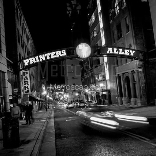 Printers Alley in Nashville -- Nashville Black and White Photography
