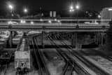 Horizontal Railroad Tracks Run Under Broadway in Downtown Nashville Photography