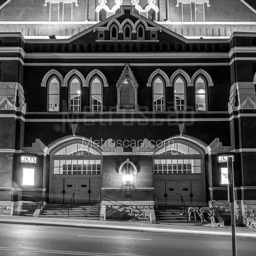 Nashville Black and White Photographs of The Mother Church of Country Music the Ryman Auditorium The Mother Church of Country Music the Ryman Auditorium -- Nashville Black and White Photographs