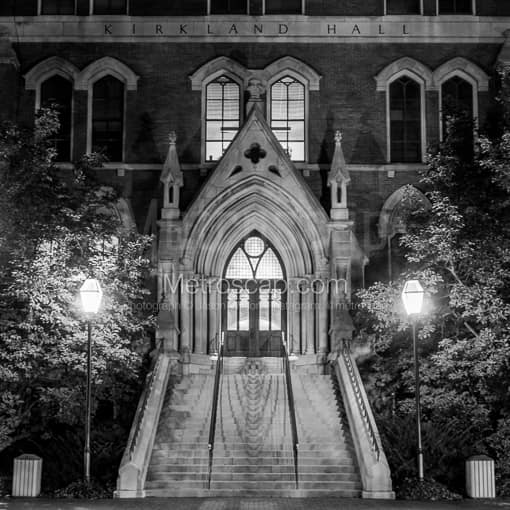 Vanderbilt Campus at Night -- Nashville Black and White Photography