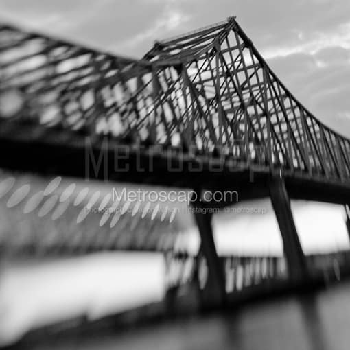 New Orleans Black and White Photos of An Out of Focus shot of the Mississippi River Bridges An Out of Focus shot of the Mississippi River Bridges -- New Orleans Black and White Photos