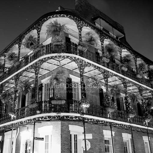 Dumaine Street at Night -- New Orleans Black and White Photos