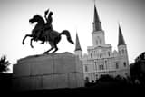 Horizontal Jackson Square and St Louis Cathedral black and white Photos