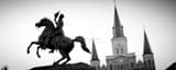 Panoramic Jackson Square and St Louis Cathedral black and white Photos