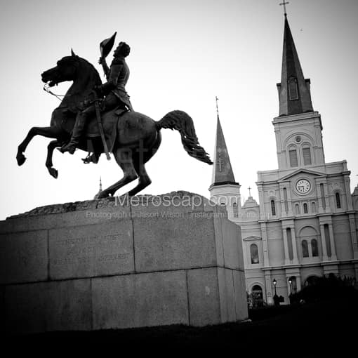 Jackson Square and St Louis Cathedral -- New Orleans Black and White Photos