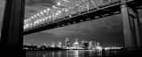 Panoramic The New Orleans Skyline and Ponchartrain Expressway Bridge black and white Photos