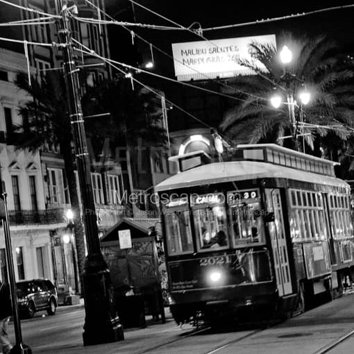 A New Orleans Trolly on Canal Street -- New Orleans Black and White Photos