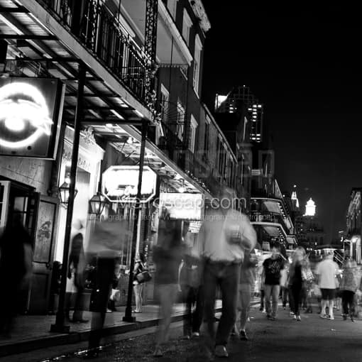 Bourbon Street at Night -- New Orleans Black and White Photos