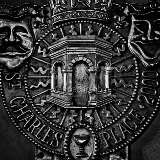 St. Charles Place Relief Seal -- New Orleans Black and White Photos