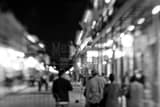 Horizontal People Stroll along Bourbon Street black and white Photos