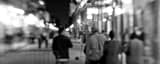 Panoramic People Stroll along Bourbon Street black and white Photos
