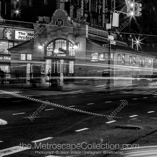 New York City Black and White Photography of Broadway and 72nd Street at Night Broadway and 72nd Street at Night -- New York City Black and White Photography