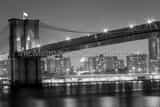 Horizontal The Brooklyn Bridge at Night from the South Framed Photos