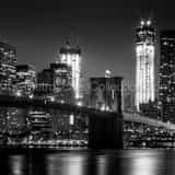 Square The Brooklyn Bridge and Freedom Tower at Night Framed Photos
