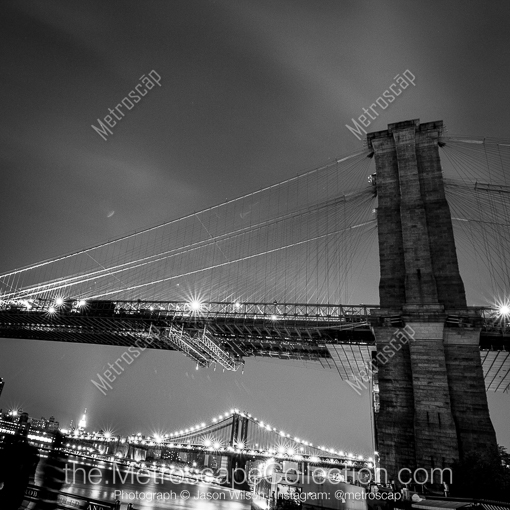 New York City Black and White Photos of The Brooklyn Bridge, Manhattan Bridge and Empire State Building The Brooklyn Bridge, Manhattan Bridge and Empire State Building -- New York City Black and White Photos