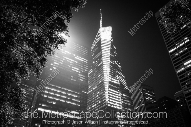 Bryant Park at Night -- New York City Black and White Photos
