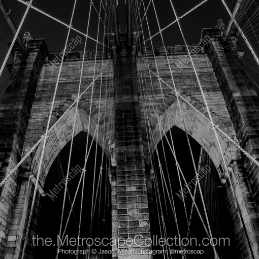 The Web of Cable on the Brooklyn Bridge -- New York City Black and White Photography