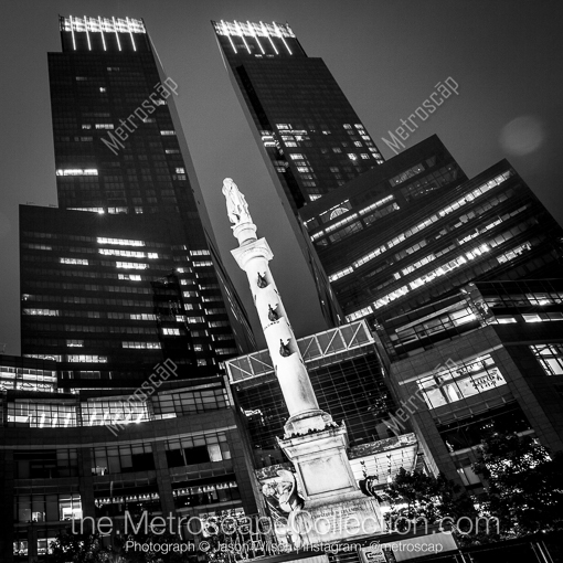 Columbus Circle at Night -- New York City Black and White Photography