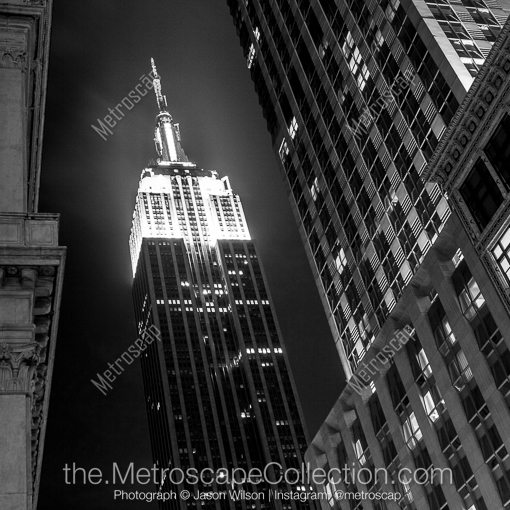 New York City Black and White Photography of The Empire State Building at Night The Empire State Building at Night -- New York City Black and White Photography