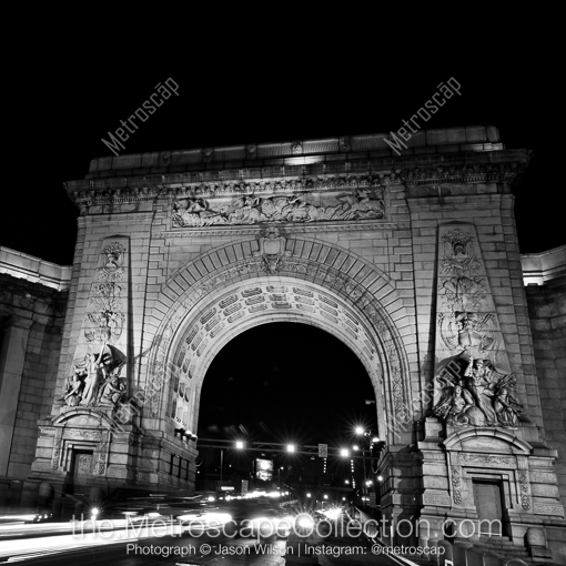 The Manhattan Bridge Grand Entrance Arch -- New York City Black and White Photography