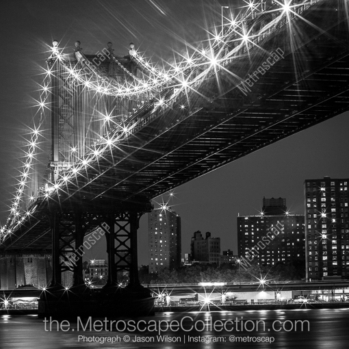 New York City Black and White Photos of The Manhattan Bridge from Brooklyn Bridge park The Manhattan Bridge from Brooklyn Bridge park -- New York City Black and White Photos