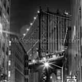 Square Manhattan Bridge view from Washington Street in Brooklyn Framed Photos