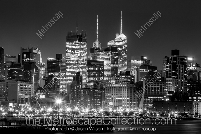 Midtown Manhattan and New Yorker Sign -- New York City Black and White Photos