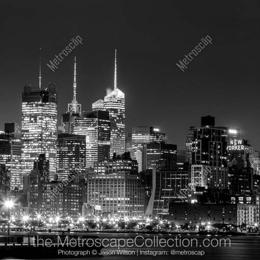 Midtown Manhattan and New Yorker Sign -- New York City Black and White Photography