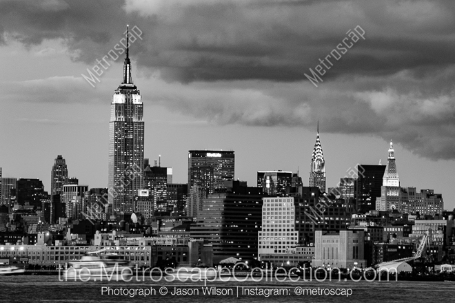 The Midtown Manhattan Skyline at Dusk -- New York City Black and White Photos