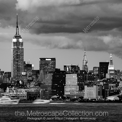 The Midtown Manhattan Skyline at Dusk -- New York City Black and White Photography