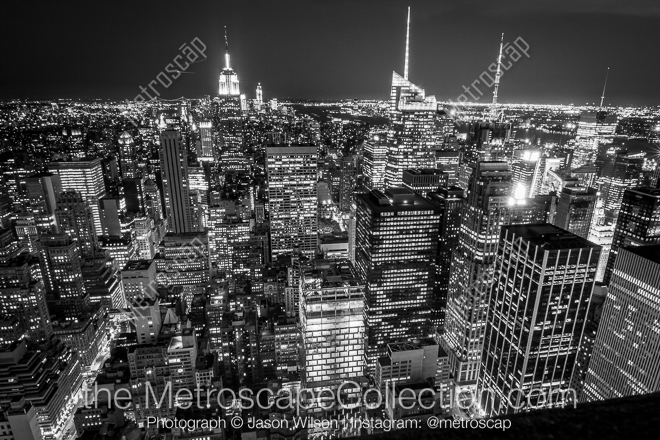 The Midtown New York City Skyline at Night -- New York City Black and White Photos