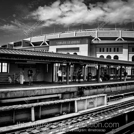 New York City Black and White Photography of New Yankee Stadium from the Train Station New Yankee Stadium from the Train Station -- New York City Black and White Photography