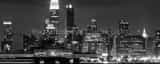 Panoramic New York City at Night black and white Photos